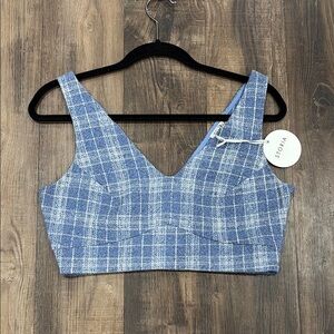 Storia | Size Medium | Blue and White Plaid Tank Crop Top